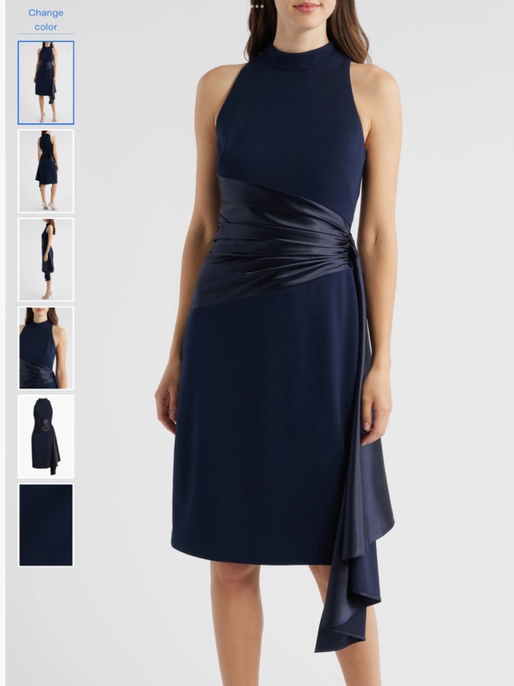 Eliza J Mixed Media High Neck Cocktail Sheath Dress, size 14